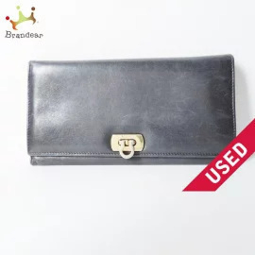 Salvatore Ferragamo Gancini Long Wallet Black Leather
